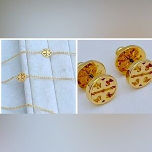 Tory Burch Miller Toggle Station Necklace and Earrings SET